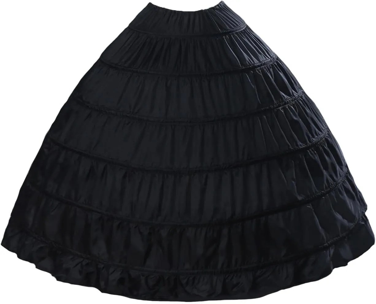 Full A-line 6 Hoop Floor-Length Bridal Dress Gown Slip Petticoat