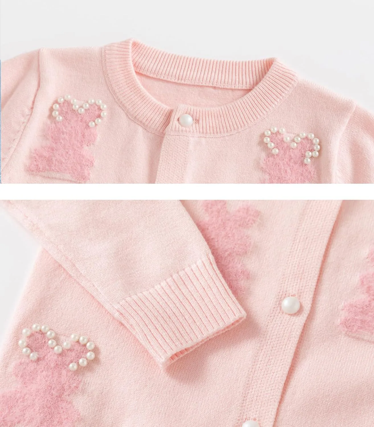 Girl's Knit Cardigan Long Sleeve Winter Heart Colorful Rainbow Button Up Sweater Coat for Kids Girl 2-7 Years