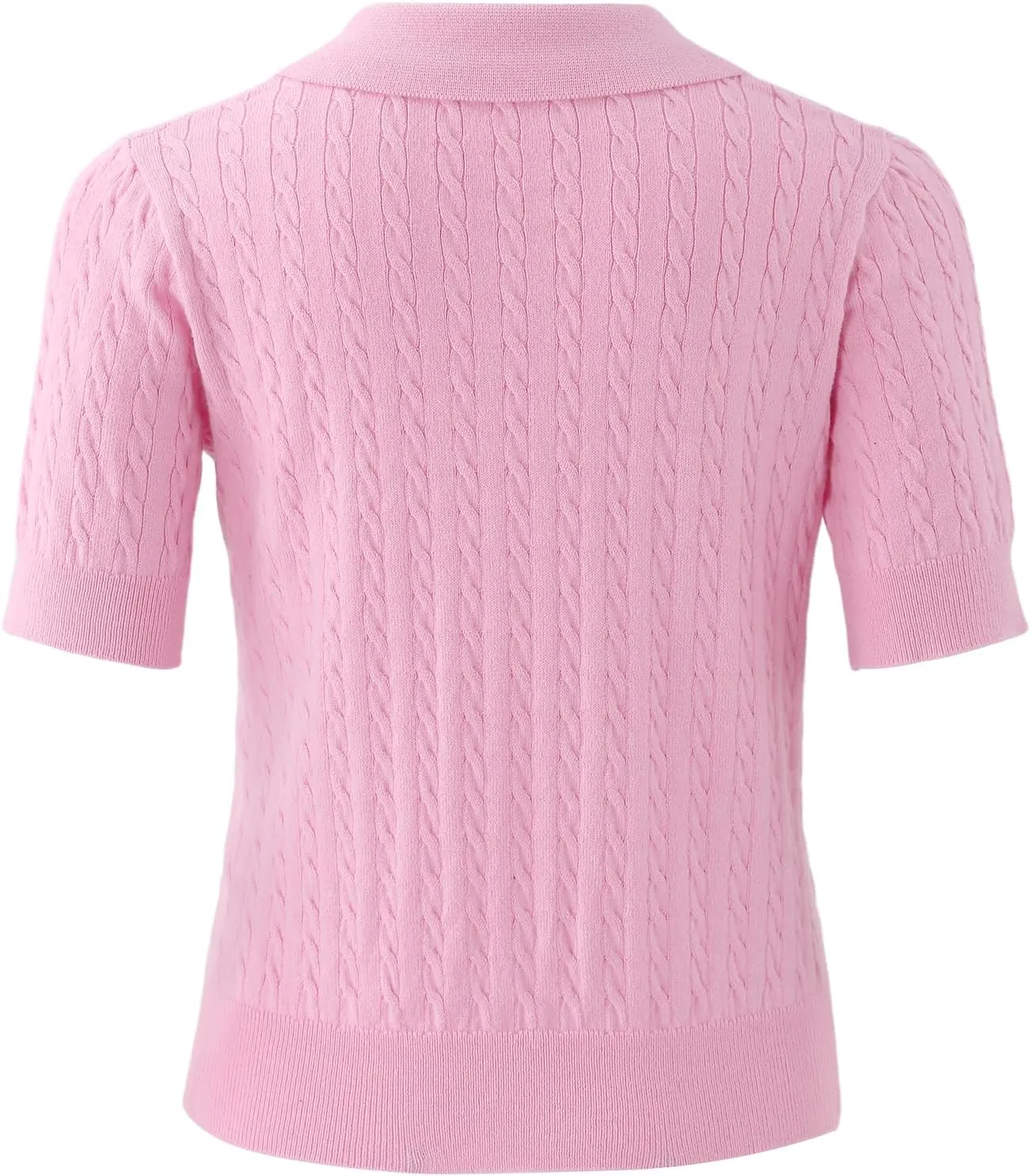 Girls Short Sleeve Polo Shirt Summer Knit School Uniform Blouse V Neck Cable Pullover Sweater Tops 5-14 Years