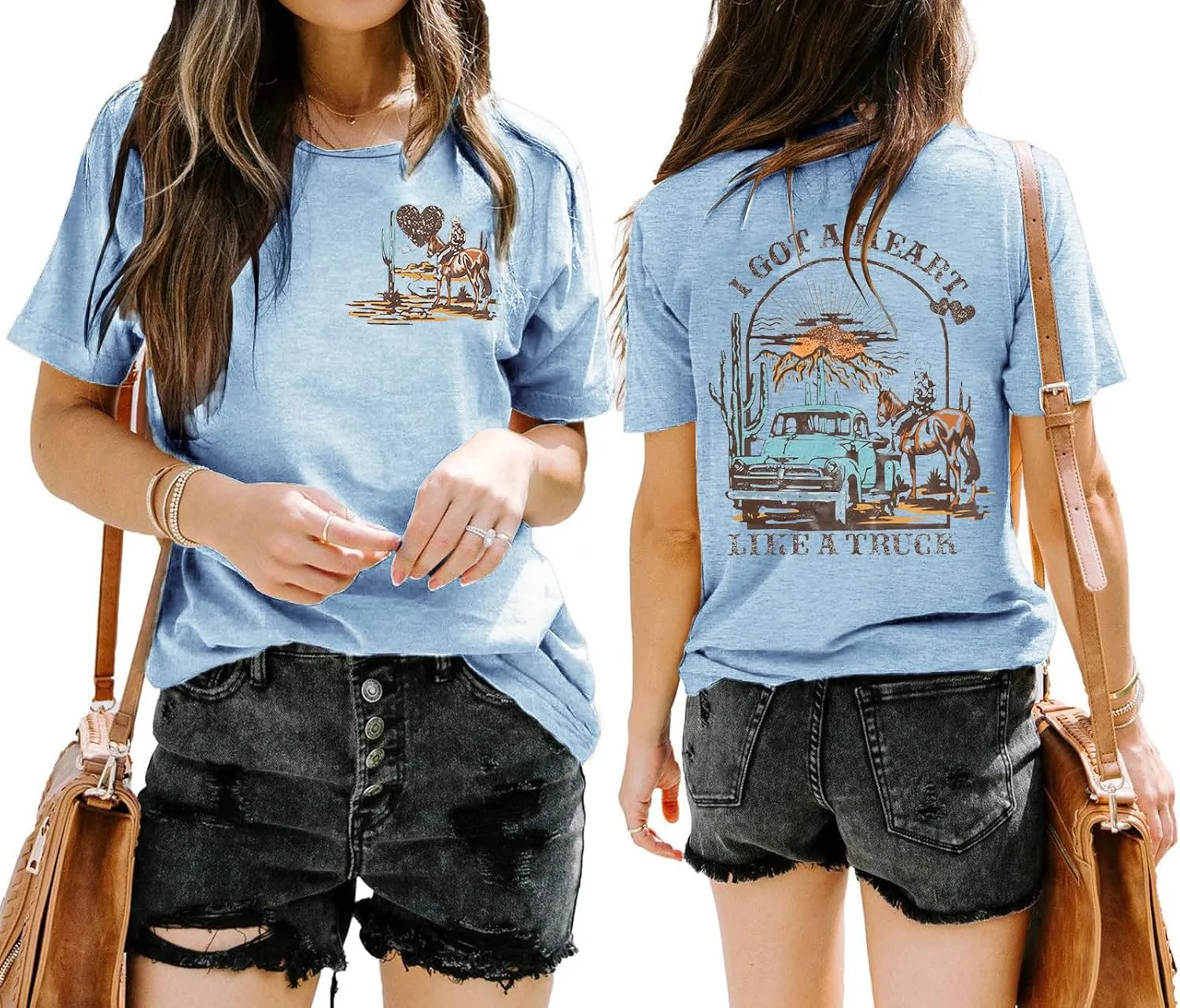 I Got A Heart Like A Truck T Shirt Women Country Music Shirts Nashville Concert Outfit Western Sunset Cowgirl Tops