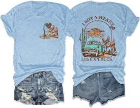 I Got A Heart Like A Truck T Shirt Women Country Music Shirts Nashville Concert Outfit Western Sunset Cowgirl Tops