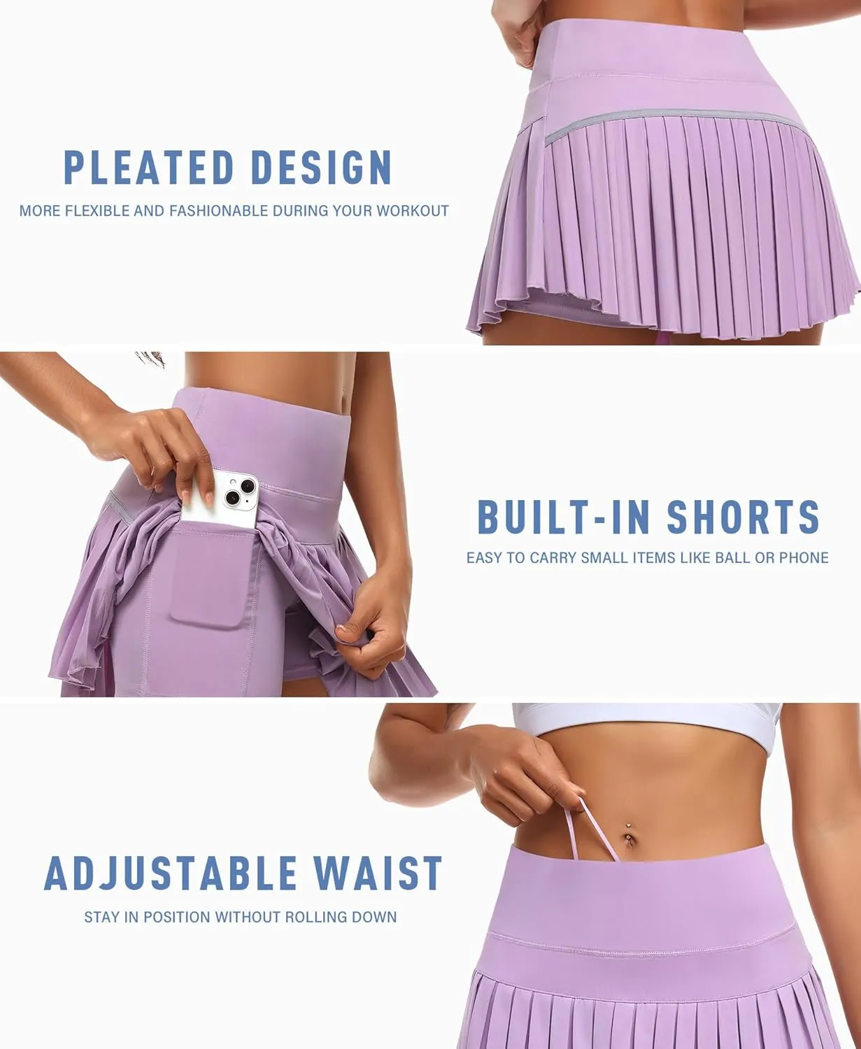 JoyGirl Womens Pleated Tennis Skirt with Shorts High Waisted Golf Skort Mini Skirt Workout Skirt Athletic Skorts with Pockets