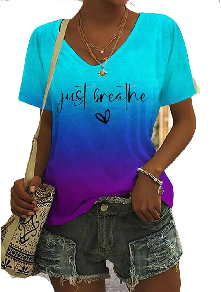 Just Breathe Shirt for Women Inspirational Gifts Mental Health Awareness Shirt