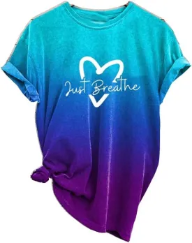 Just Breathe Shirt for Women Inspirational Gifts Mental Health Awareness Shirt