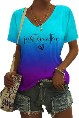Just Breathe T Shirts for Women Mental Health Matters Shirt Inspirational Quotes Shirt