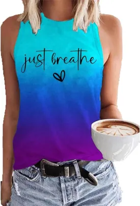 Just Breathe T Shirts for Women Mental Health Matters Shirt Inspirational Quotes Shirt