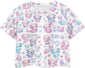 Kids T Shirt Short Sleeve Crop Tops for Girls Summer Clothes Pullover Tees Shirt 5-14