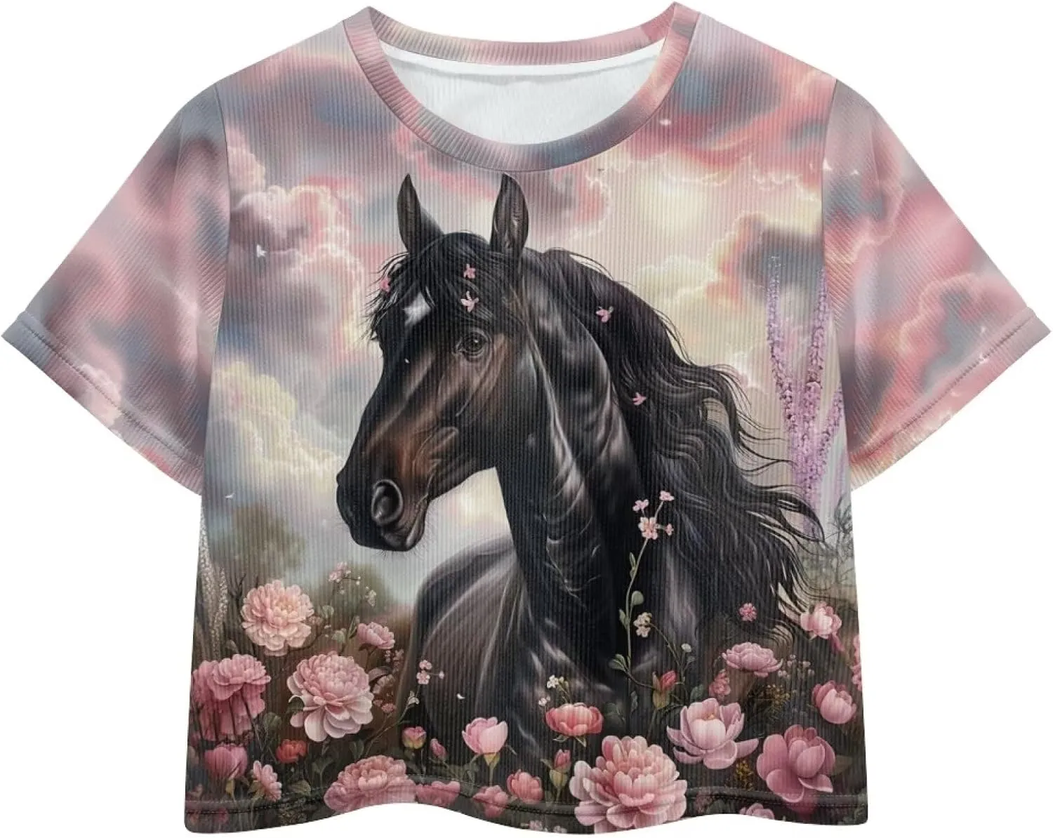 Kids T Shirt Short Sleeve Crop Tops for Girls Summer Clothes Pullover Tees Shirt 5-14