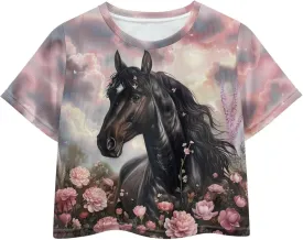 Kids T Shirt Short Sleeve Crop Tops for Girls Summer Clothes Pullover Tees Shirt 5-14