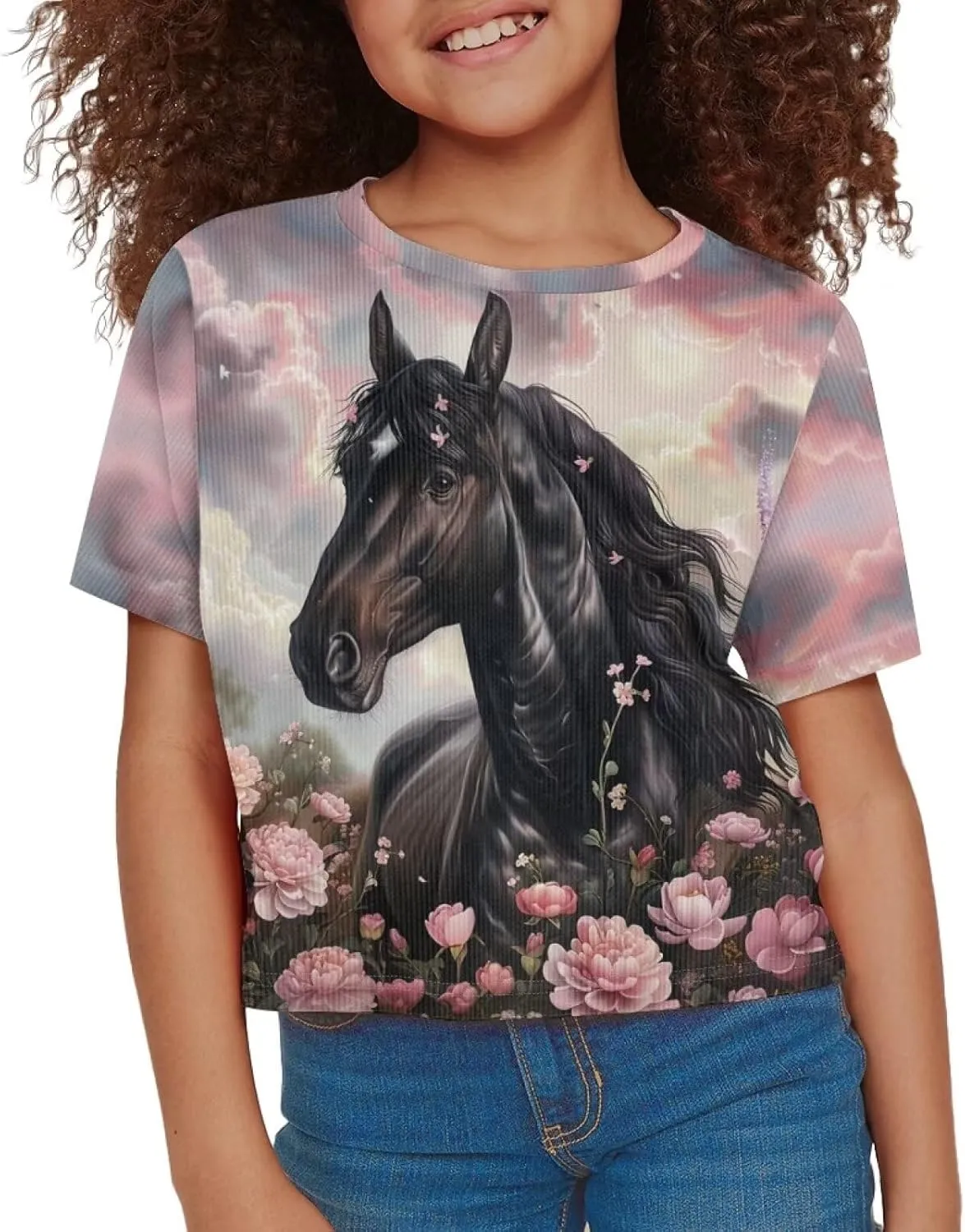 Kids T Shirt Short Sleeve Crop Tops for Girls Summer Clothes Pullover Tees Shirt 5-14