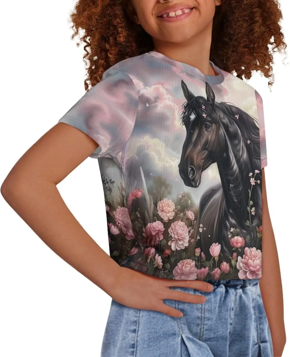 Kids T Shirt Short Sleeve Crop Tops for Girls Summer Clothes Pullover Tees Shirt 5-14