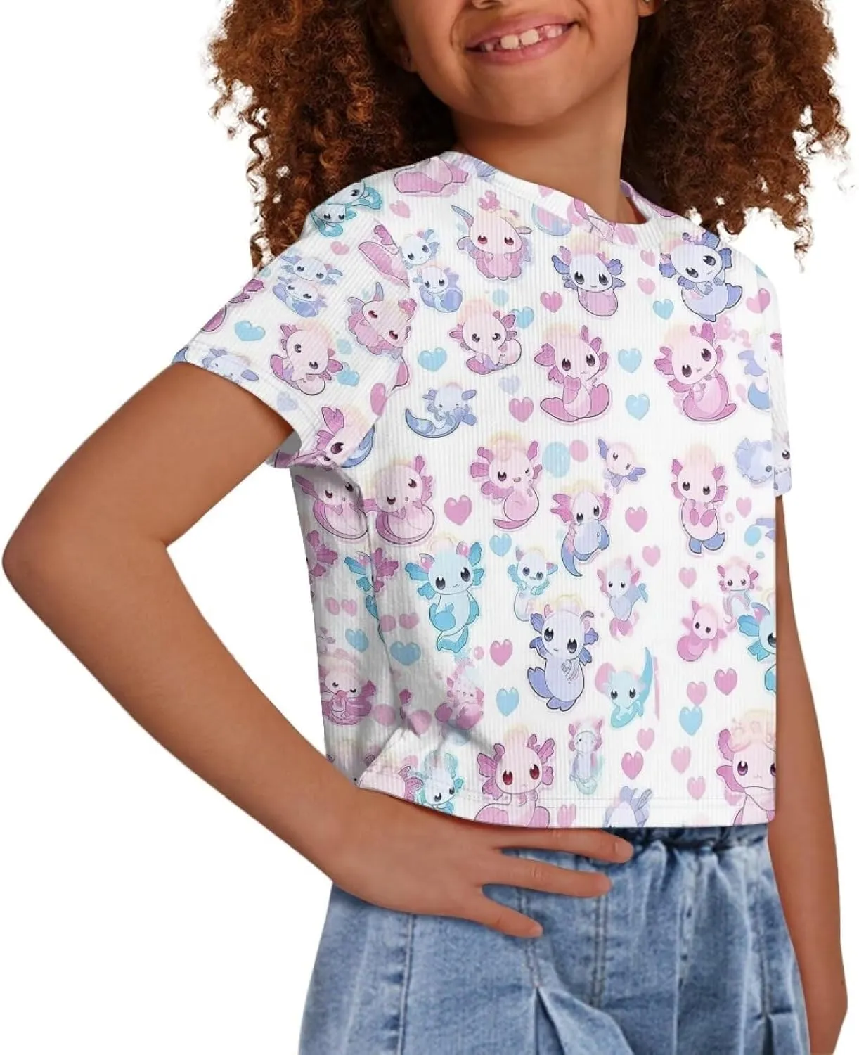 Kids T Shirt Short Sleeve Crop Tops for Girls Summer Clothes Pullover Tees Shirt 5-14