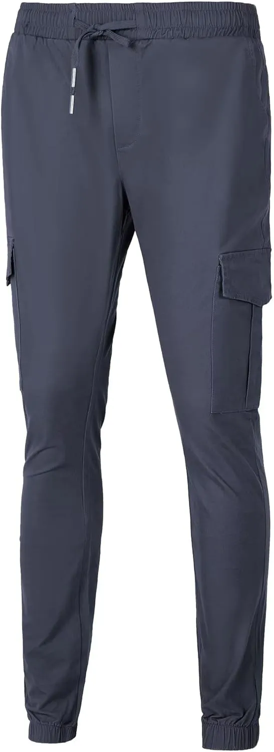 Mens Cargo Pants Hiking Pants Men Elastic Waist Outdoor Casual Water Resistant Joggers Pants with Pockets