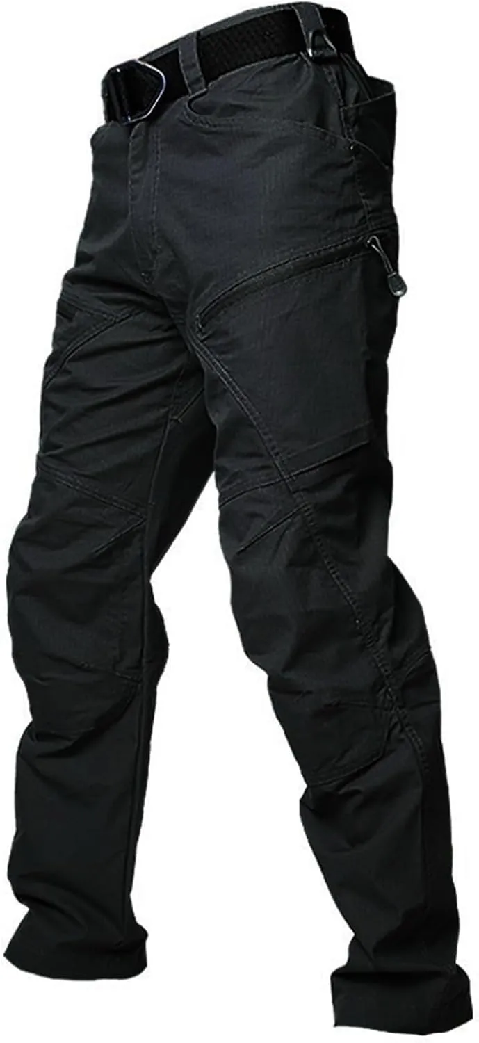 Mens Cargo Pants Multi Pockets Tactical Pants Hiking Baggy Casual Trousers Straight Water Resistant Work Pants