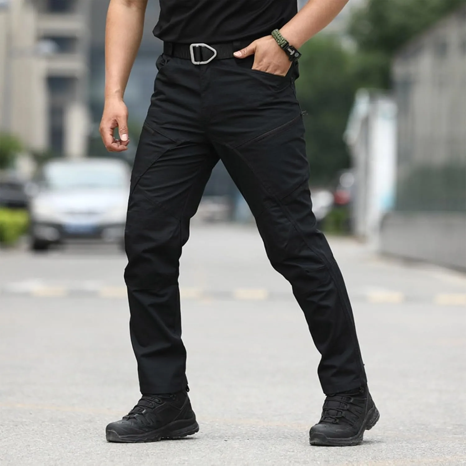Mens Cargo Pants Multi Pockets Tactical Pants Hiking Baggy Casual Trousers Straight Water Resistant Work Pants