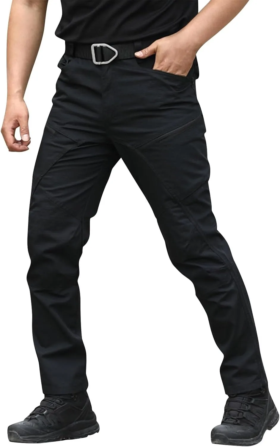 Mens Cargo Pants Multi Pockets Tactical Pants Hiking Baggy Casual Trousers Straight Water Resistant Work Pants