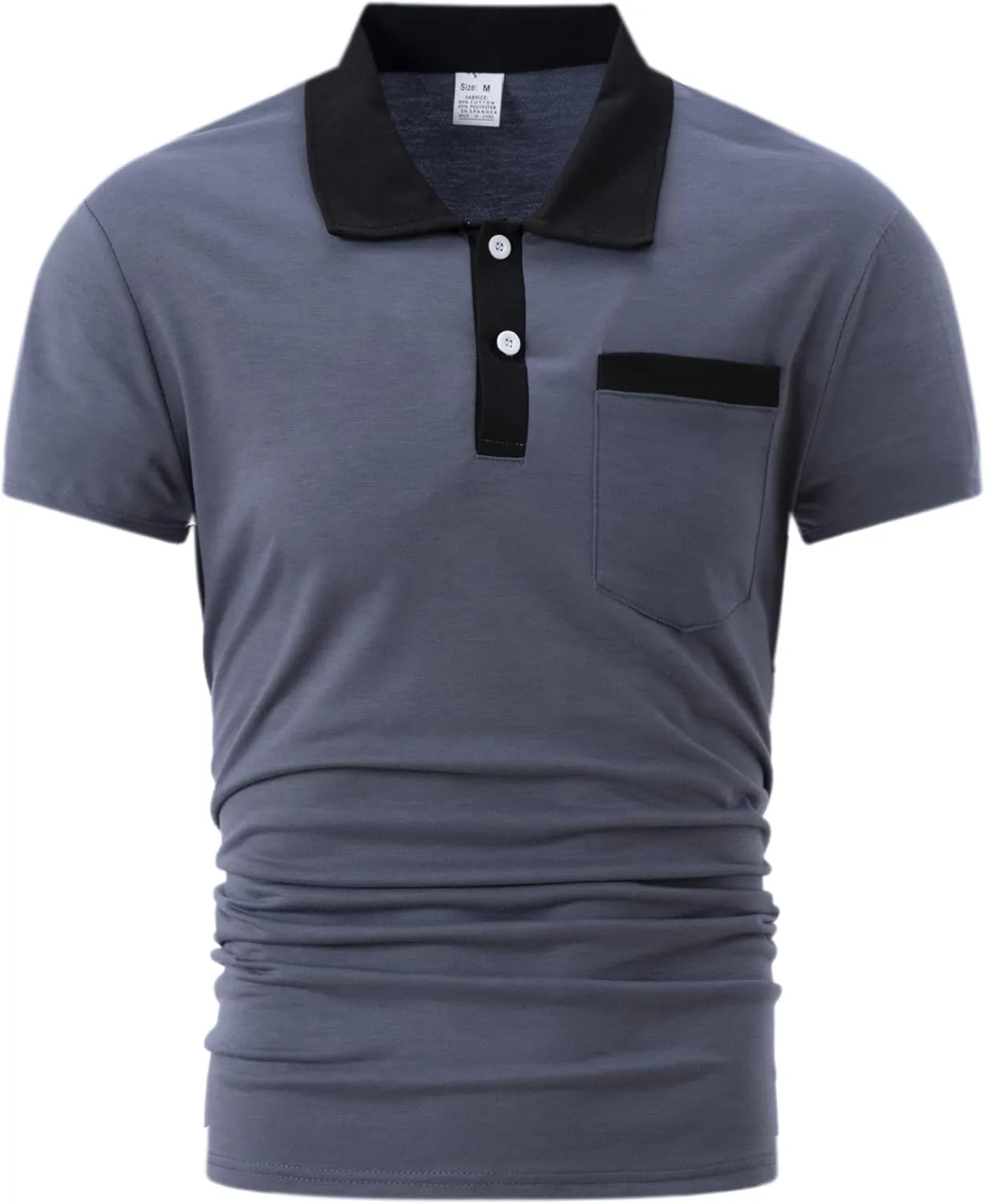 Mens Casual Polo Shirts Classic Short Sleeve Golf Shirt Fashion Button Cotton Top with Pocket