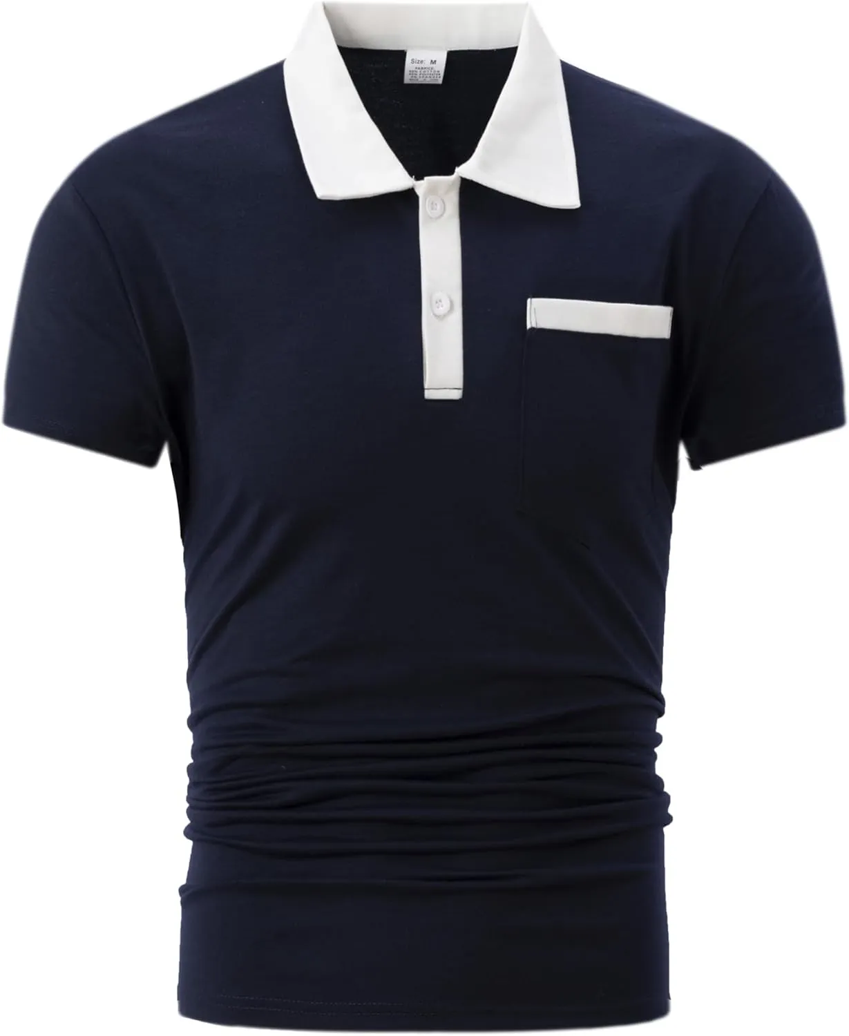 Mens Casual Polo Shirts Classic Short Sleeve Golf Shirt Fashion Button Cotton Top with Pocket