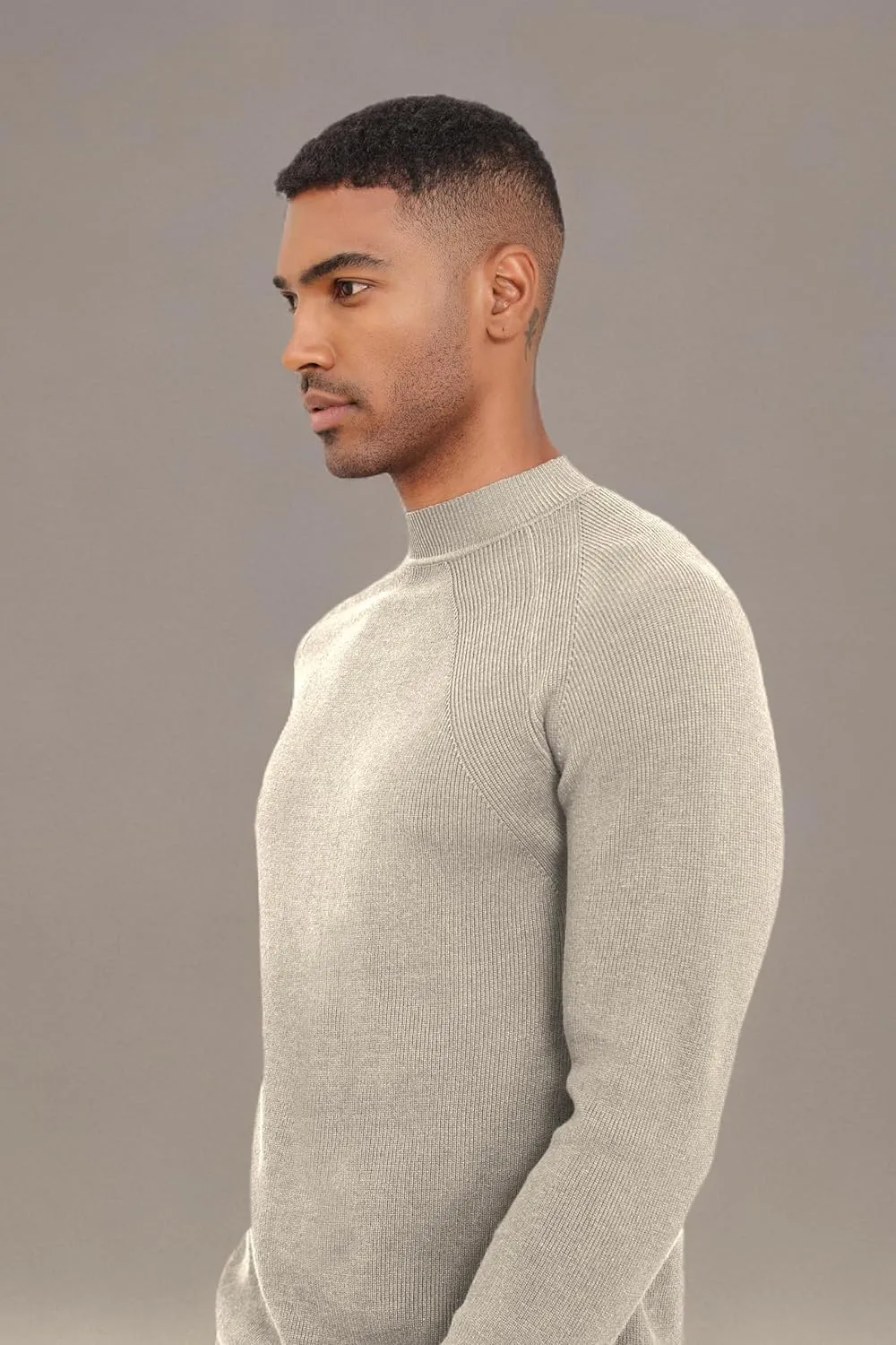 Mens Mock Neck Sweater Slim Fit Half Turtleneck Knit Sweaters Short Turtle Neck Lightweight Long Sleeve
