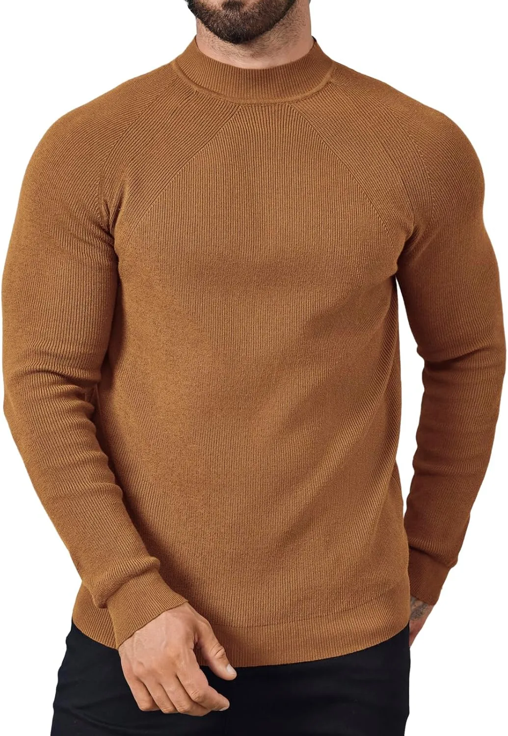 Mens Mock Neck Sweater Slim Fit Half Turtleneck Knit Sweaters Short Turtle Neck Lightweight Long Sleeve