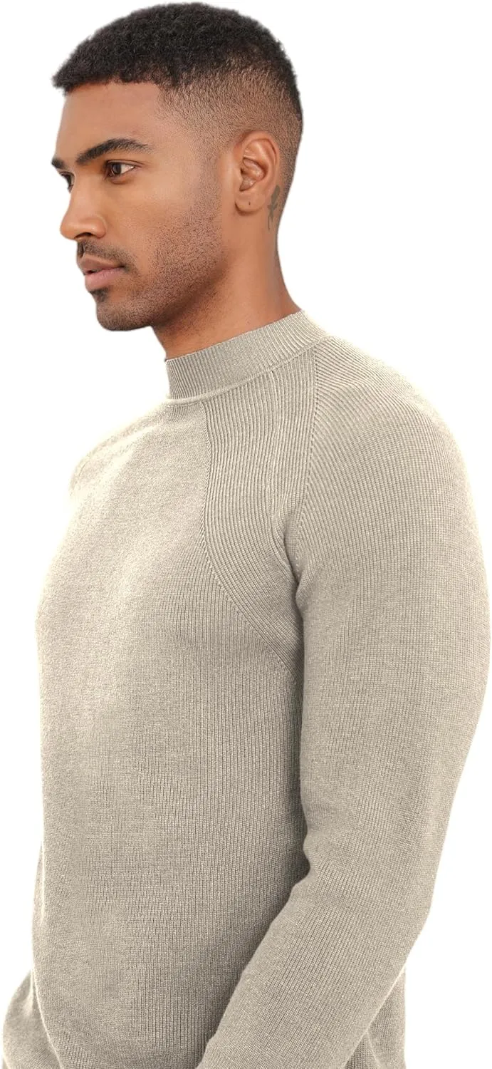 Mens Mock Neck Sweater Slim Fit Half Turtleneck Knit Sweaters Short Turtle Neck Lightweight Long Sleeve