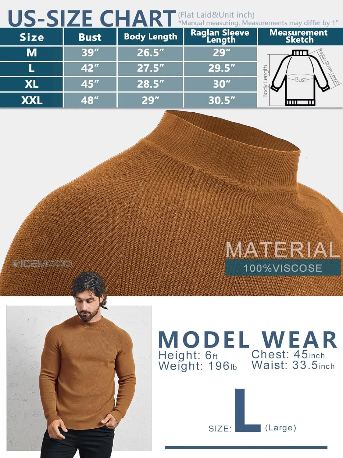 Mens Mock Neck Sweater Slim Fit Half Turtleneck Knit Sweaters Short Turtle Neck Lightweight Long Sleeve