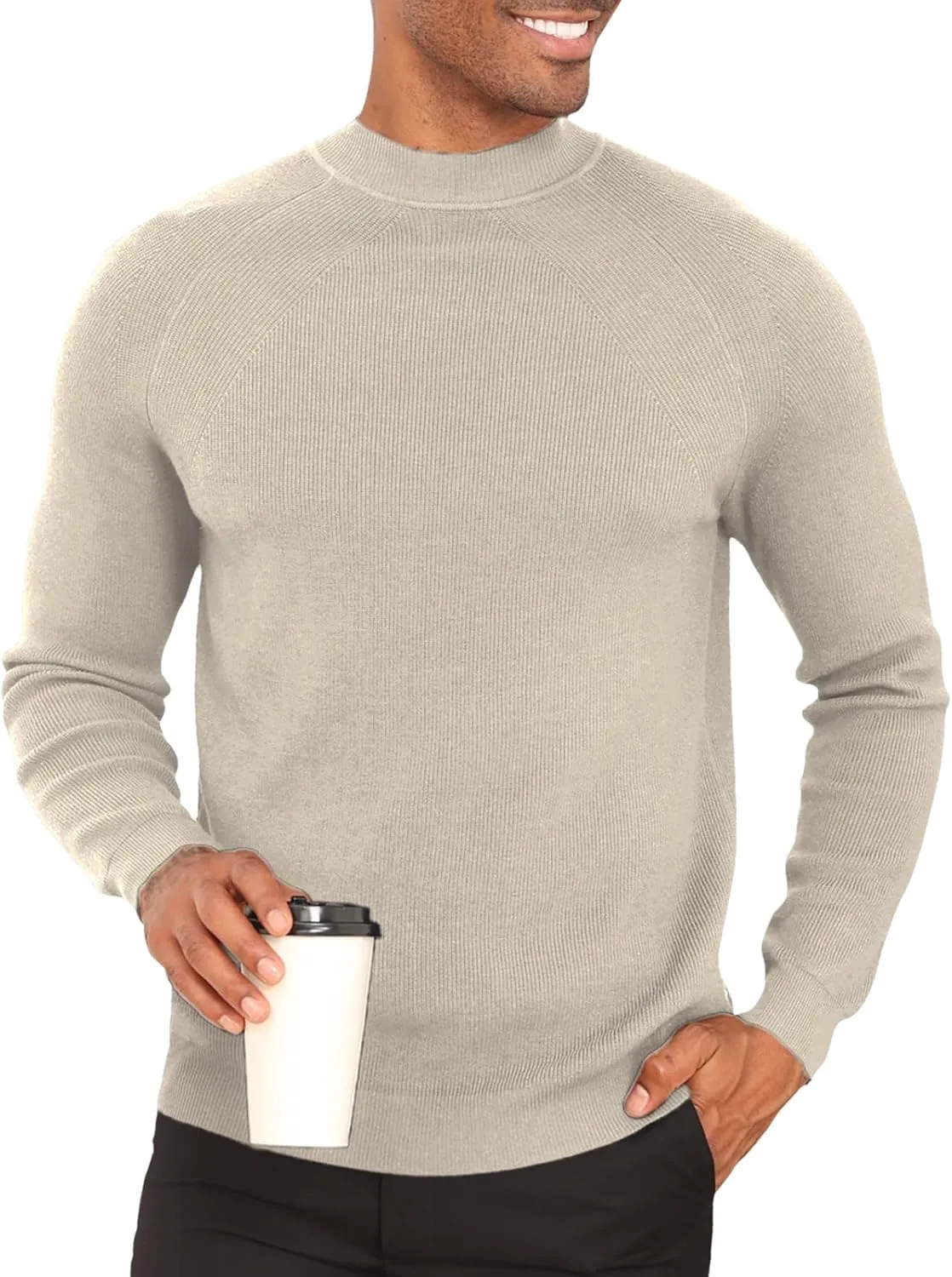Mens Mock Neck Sweater Slim Fit Half Turtleneck Knit Sweaters Short Turtle Neck Lightweight Long Sleeve