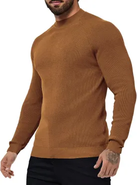 Mens Mock Neck Sweater Slim Fit Half Turtleneck Knit Sweaters Short Turtle Neck Lightweight Long Sleeve