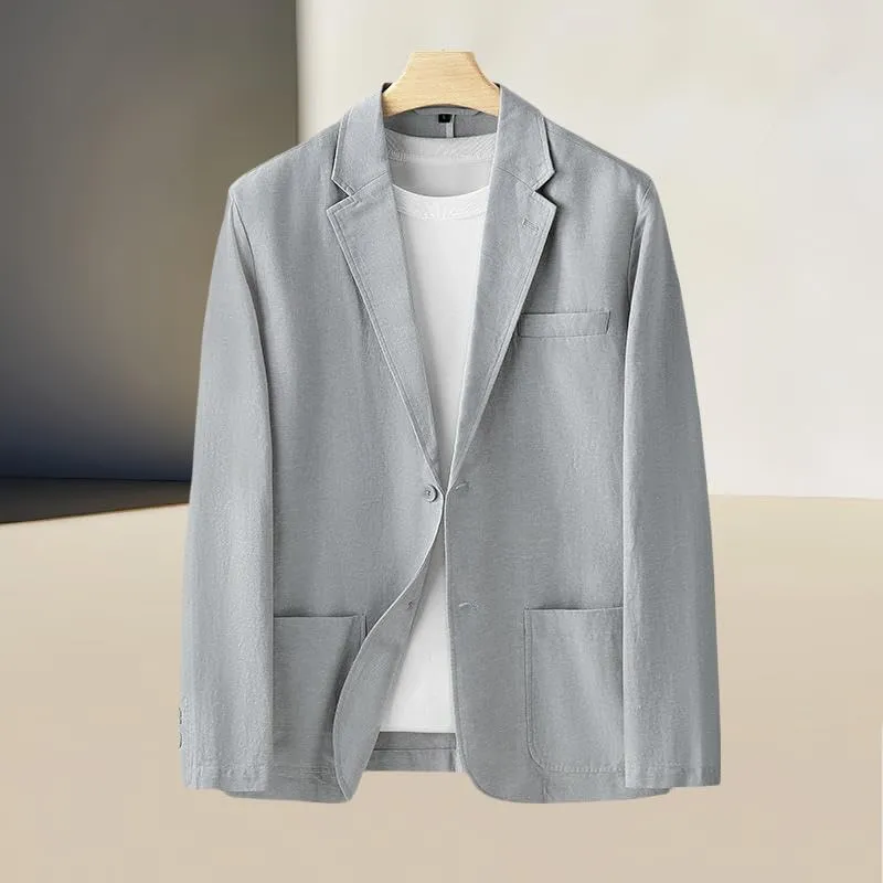 Men's Spring Summer Casual Straight Fit Lightweight Business Casual Cotton Linen Blazer Jacket