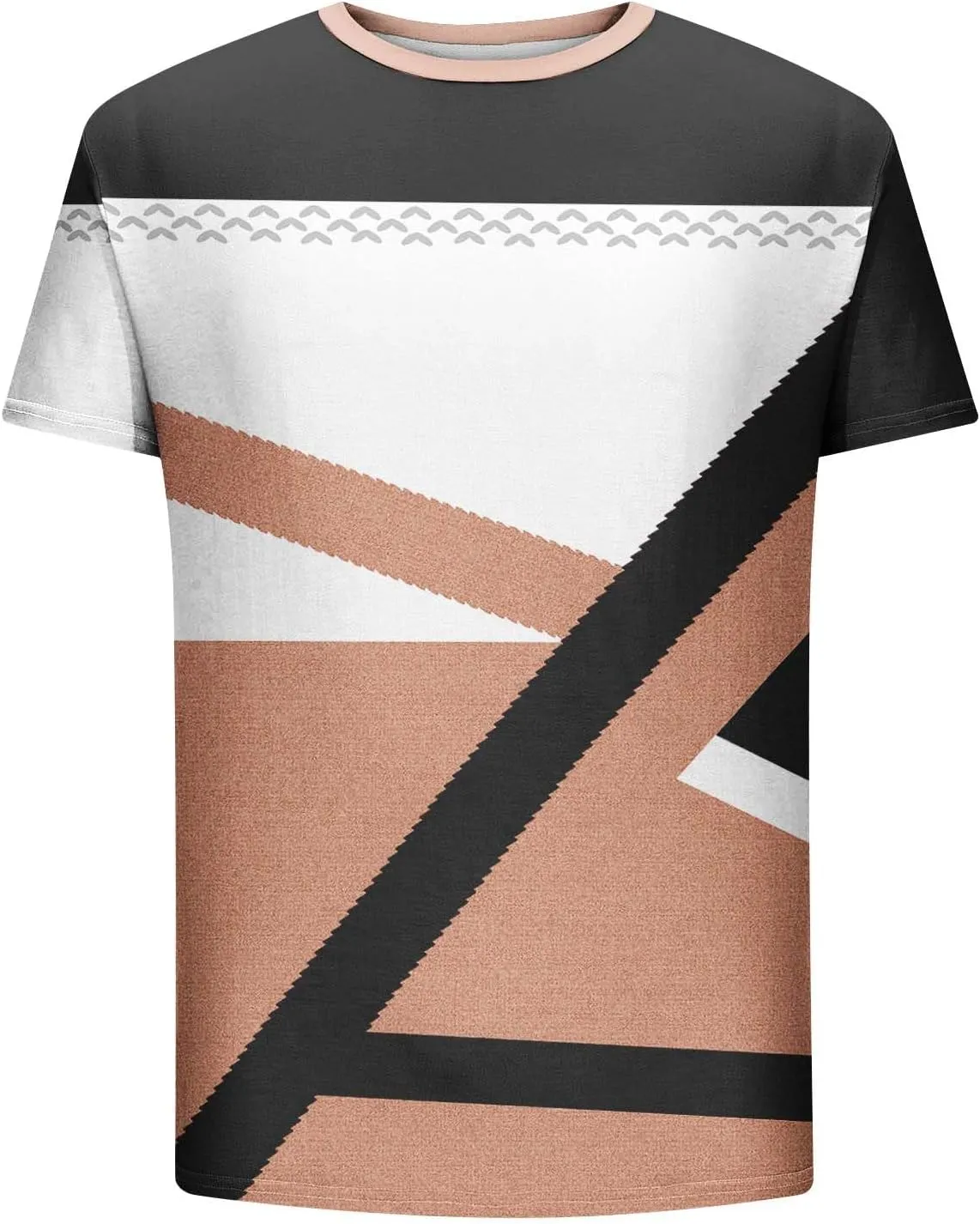 Mens T-Shirt Casual Geometric Patterns Short Sleeve T Shirts Trendy Pullover Crewneck Plus Size Blouse Loose Fit Tee Tops