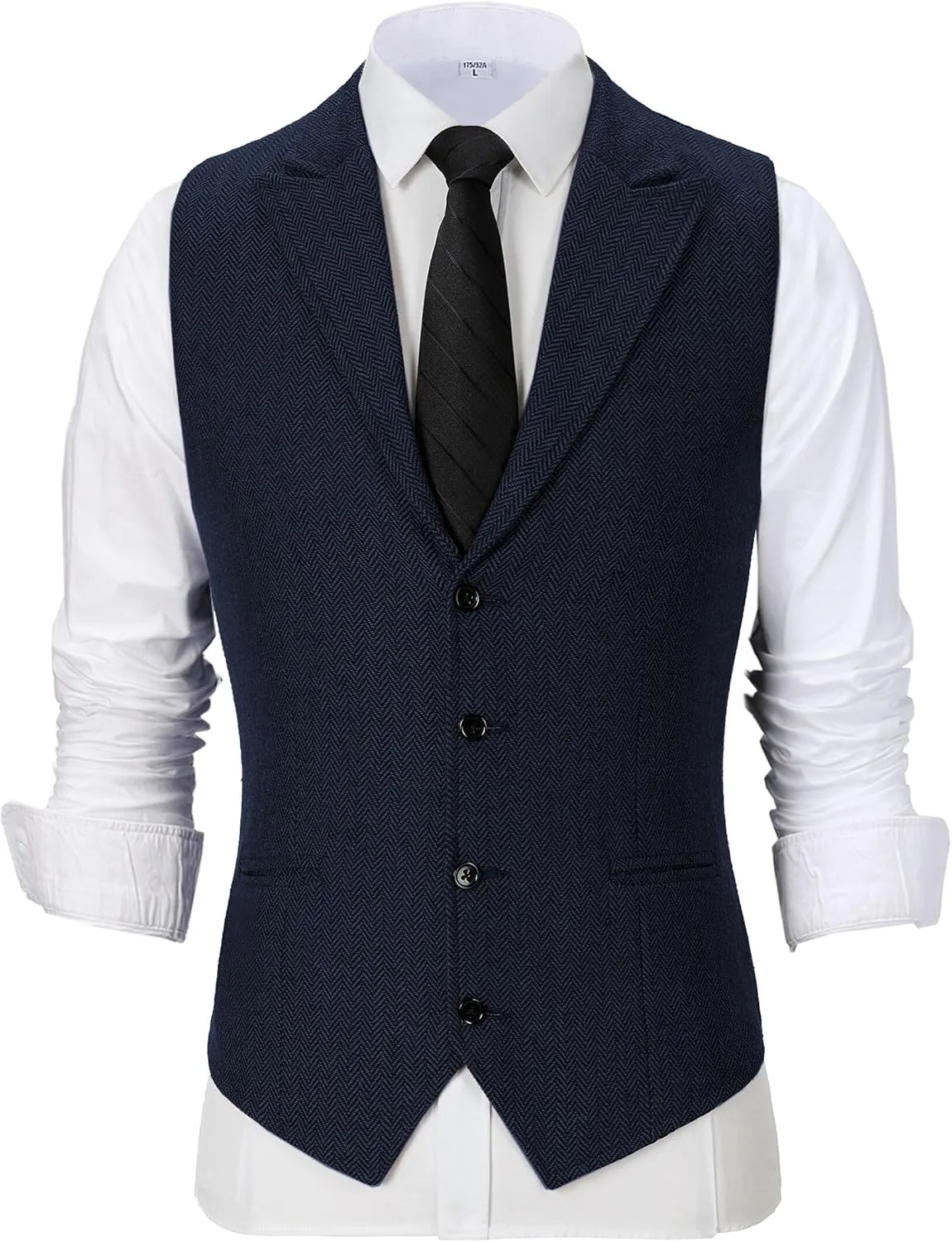 Men's Tweed Notch Lapel Suit Vintage Vest Herringbone Wool Prom Waistcoat Groomsmen XS-4XL