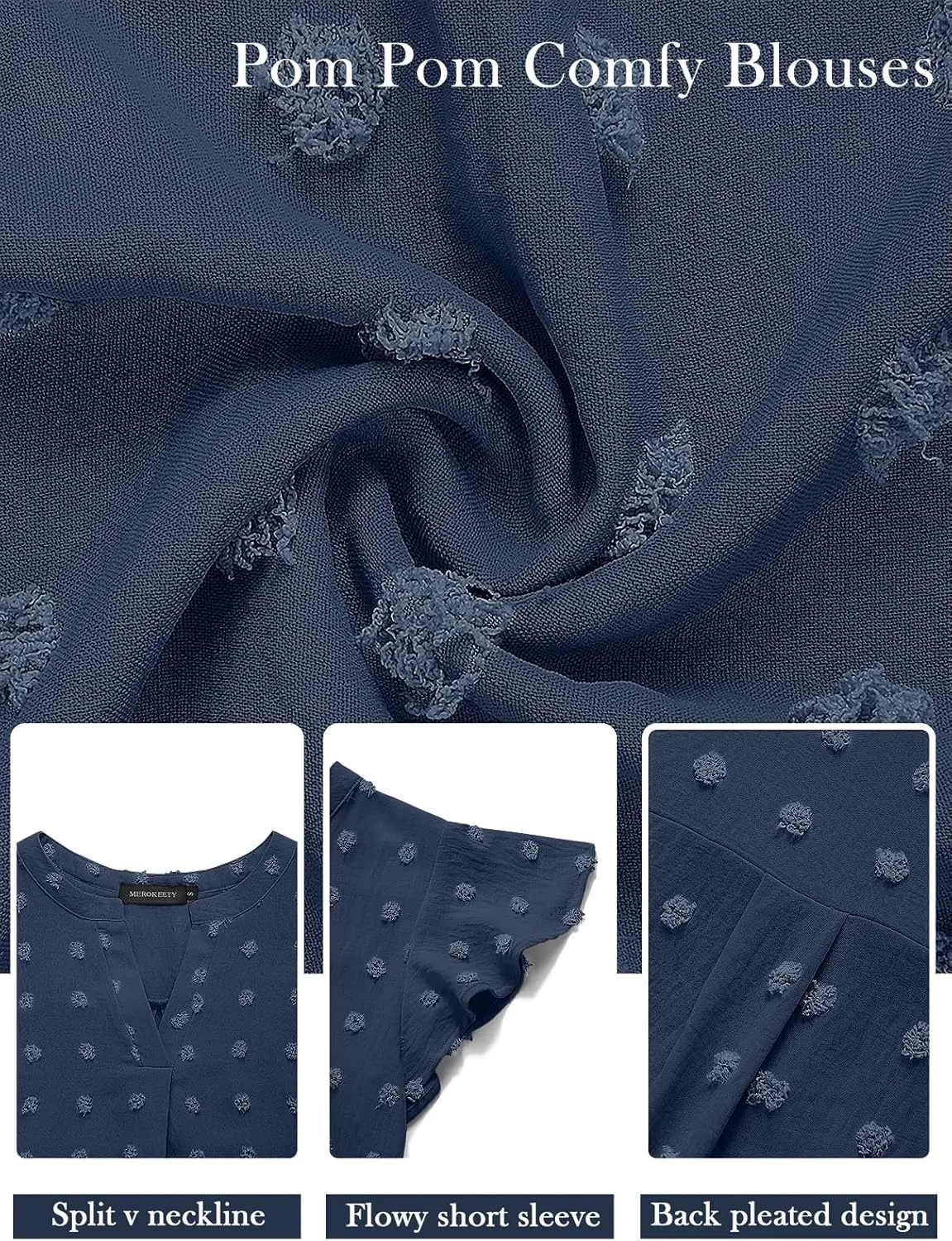 MEROKEETY Women 2025 Summer V Neck Ruffle Short Sleeve Blouse Swiss Dot Flowy Shirt Tunic Top