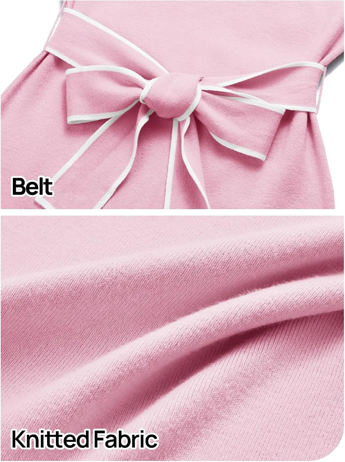 MEROKEETY Women's 2024 Long Sleeve Midi Sweater Dress Fall Mock Neck Color Block Tie Waist Bodycon Knit Dress
