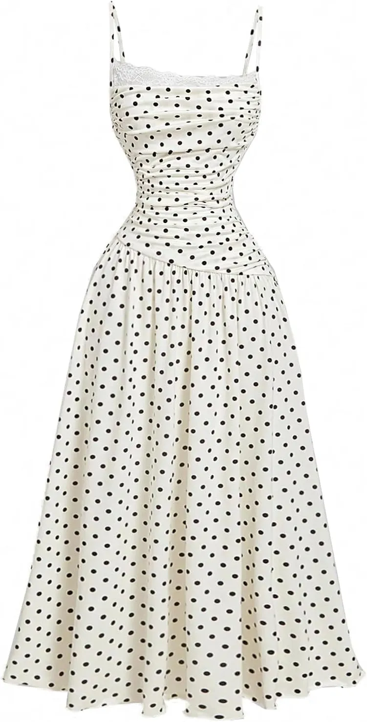 MOD Women's Elegant Lace Trim Long Dress,New Year Eve Dress