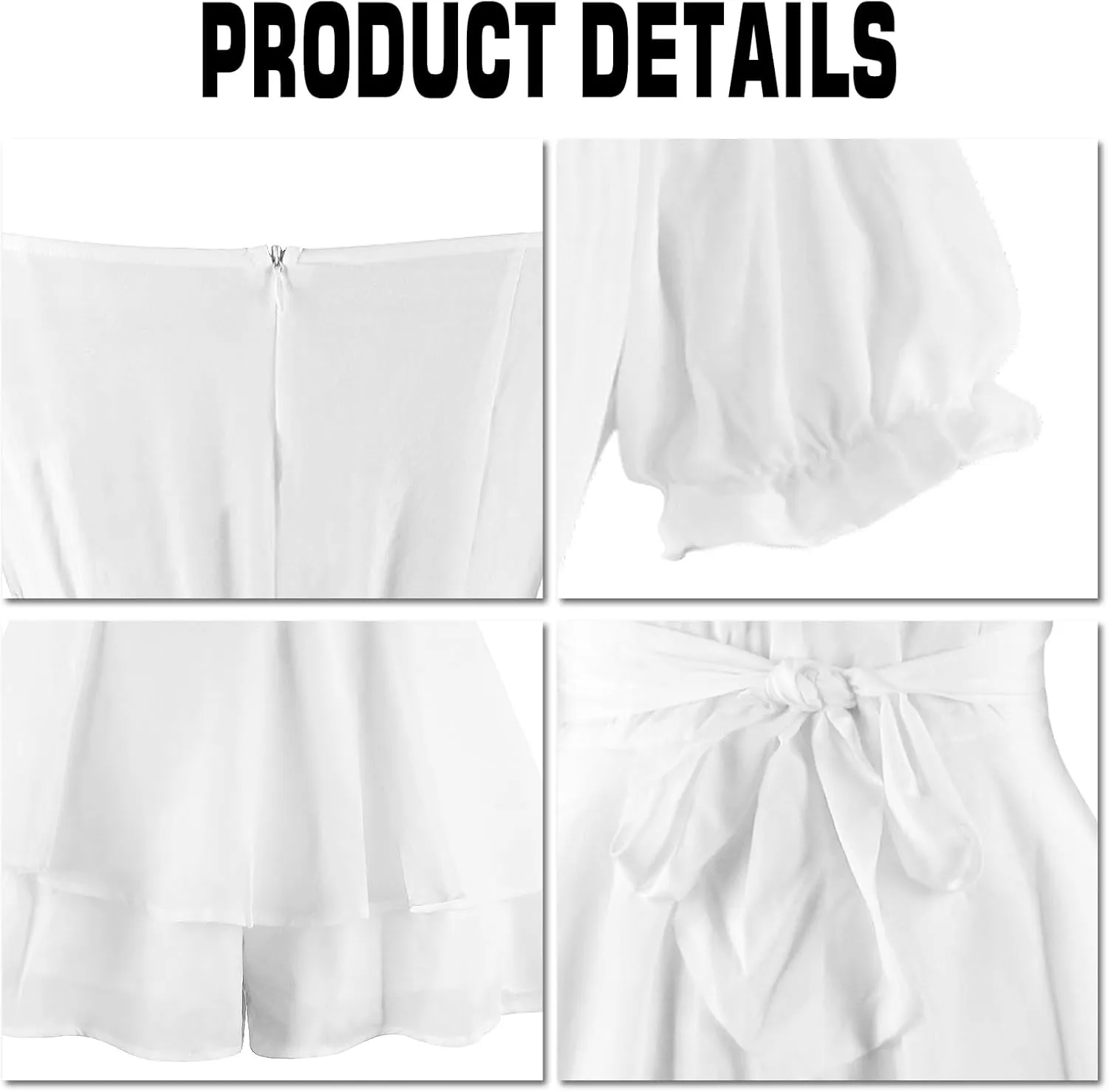 Off the Shoulder Rompers for Women Dressy Short/Long Sleeve Romper Ruffle Layer Back Tie Mini Short Jumpsuits