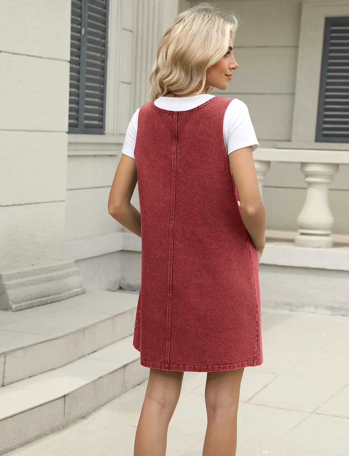 Overall Dress for Women Denim Dress Denim Overall Round Neck Skirtall Jean Dress Denim Jumper Dress Pinafore