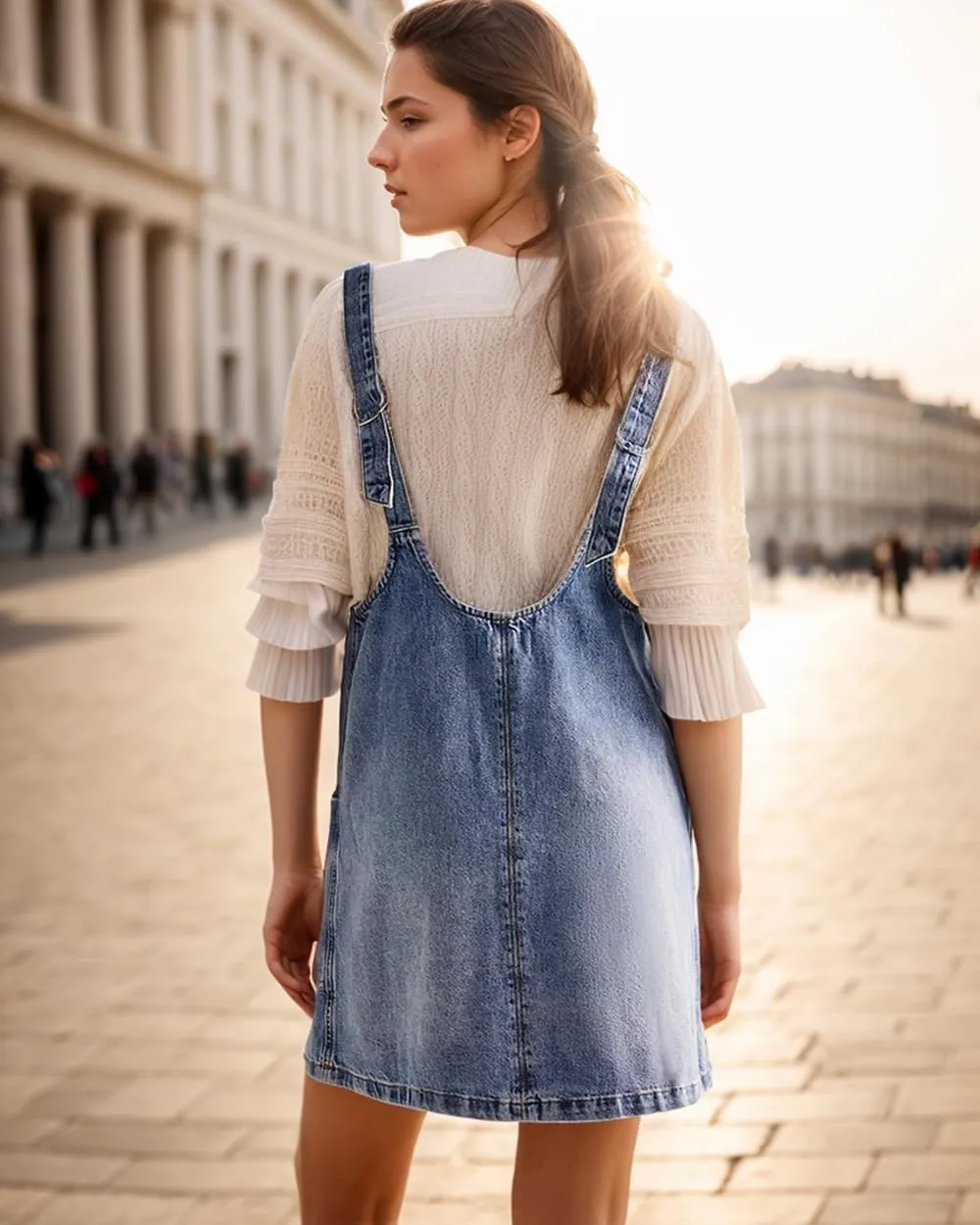 Overall Dress for Women Denim Dress Overall High Roller Skirtall Jean Denim Jumper Pinafore