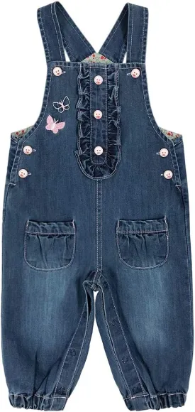Peacolate 3months-3Years Baby Girls Denim Overalls Embroidery Bib Pants Jeans Jumpsuit