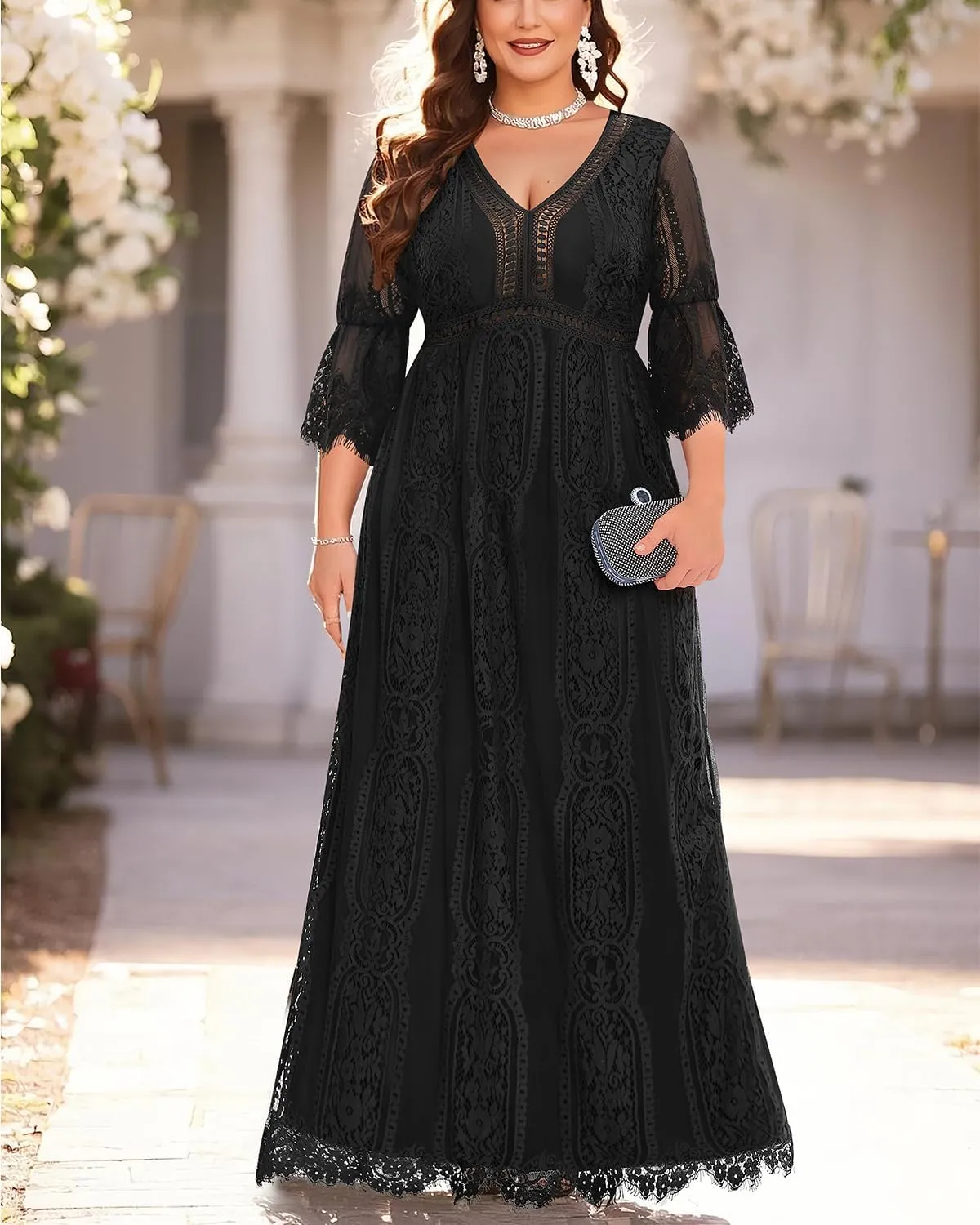 Plus Size Wedding Dress Boho - Maxi Bridal Shower Bohemian Formal Lace Long Dresses