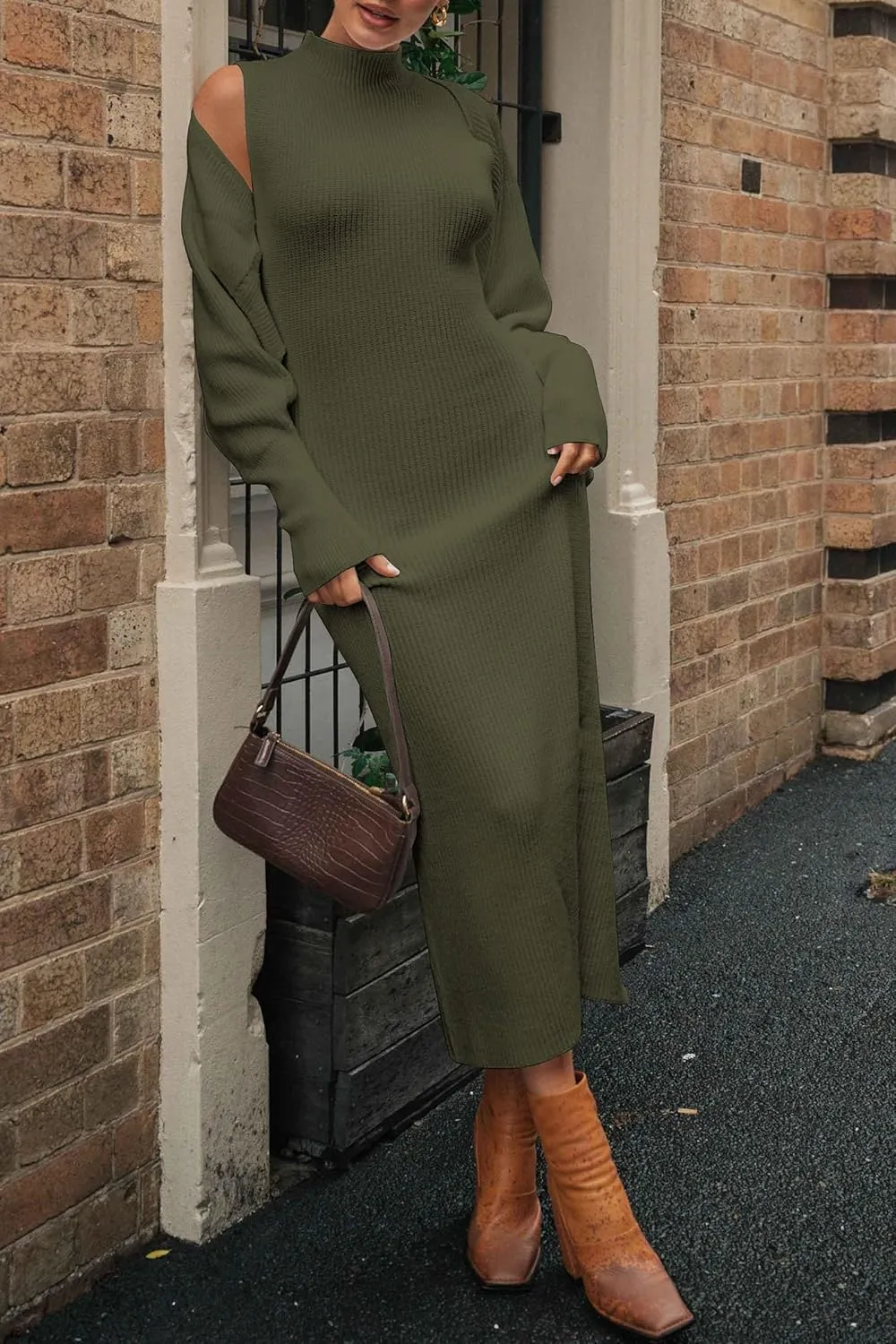 PRETTYGARDEN Womens Fall 2 Piece Outfits Bodycon Maxi Tank Pullover Sweater Dress and Long Sleeve Cropped Cardigan Knit Sets