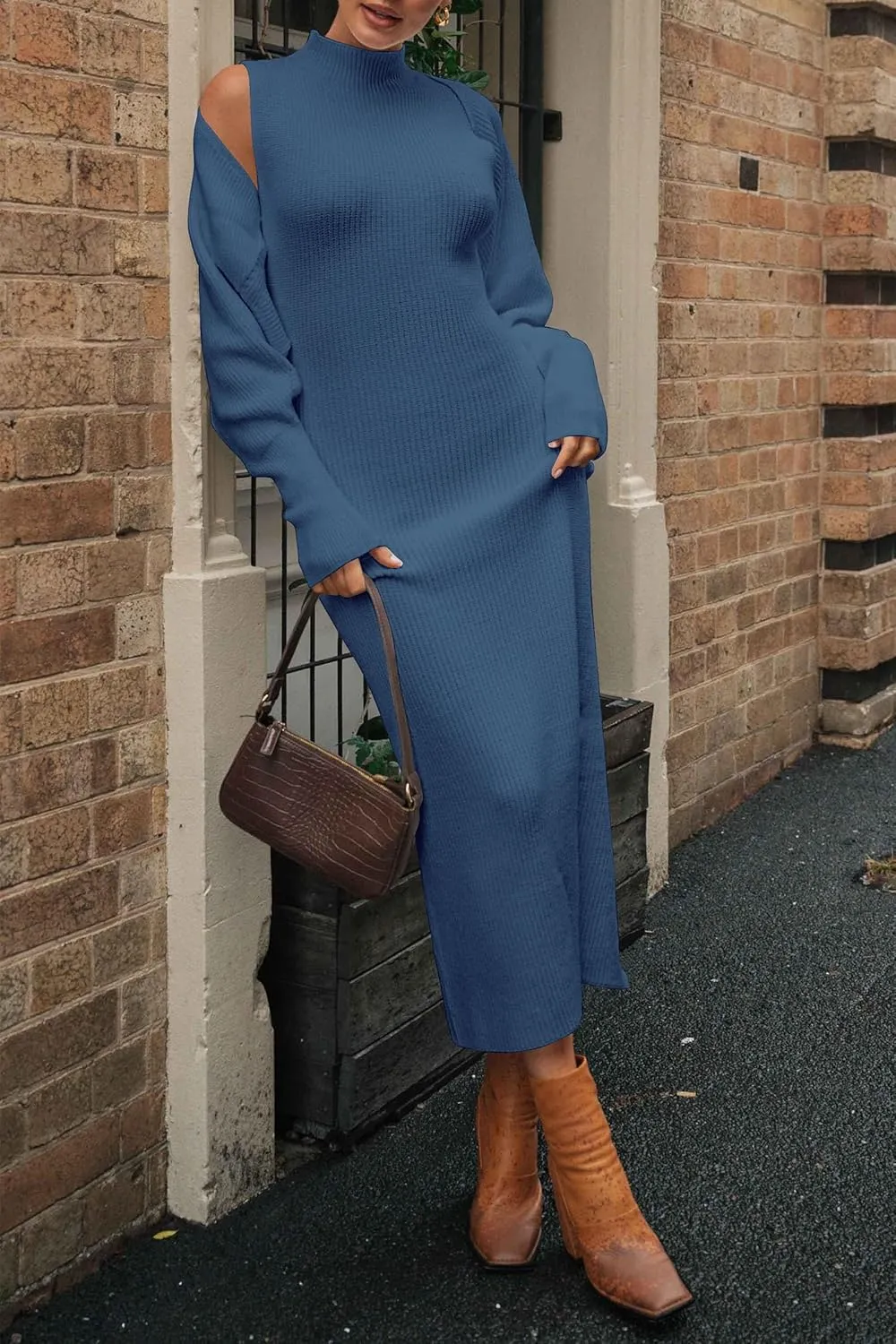 PRETTYGARDEN Womens Fall 2 Piece Outfits Bodycon Maxi Tank Pullover Sweater Dress and Long Sleeve Cropped Cardigan Knit Sets