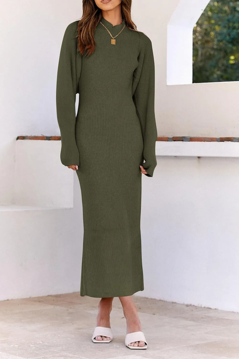 PRETTYGARDEN Womens Fall 2 Piece Outfits Bodycon Maxi Tank Pullover Sweater Dress and Long Sleeve Cropped Cardigan Knit Sets