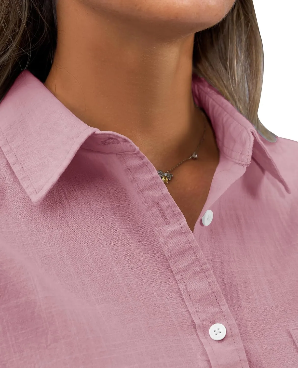 siliteelon Womens Button Down Shirt Linen Button Up Shirts for Women Long Sleeve Summer Shirt Collared Blouse Linen Tops