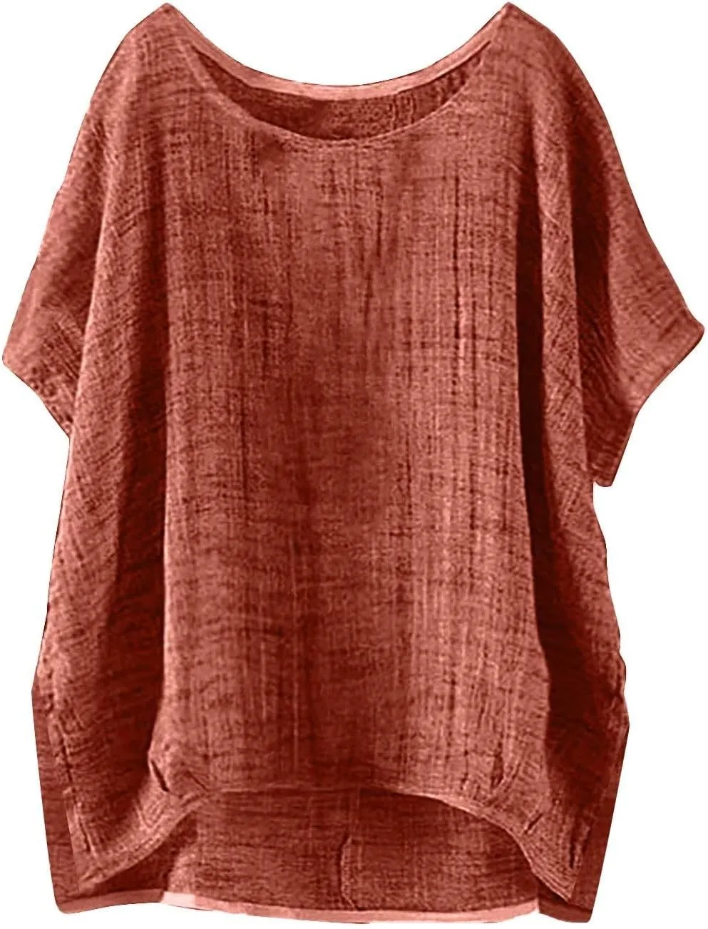 Summer Tops for Women 2025 Short Sleeve Crew Neck Linen Cotton Shirts Plus Size Gauze Casual Dressy Blouse Outfits