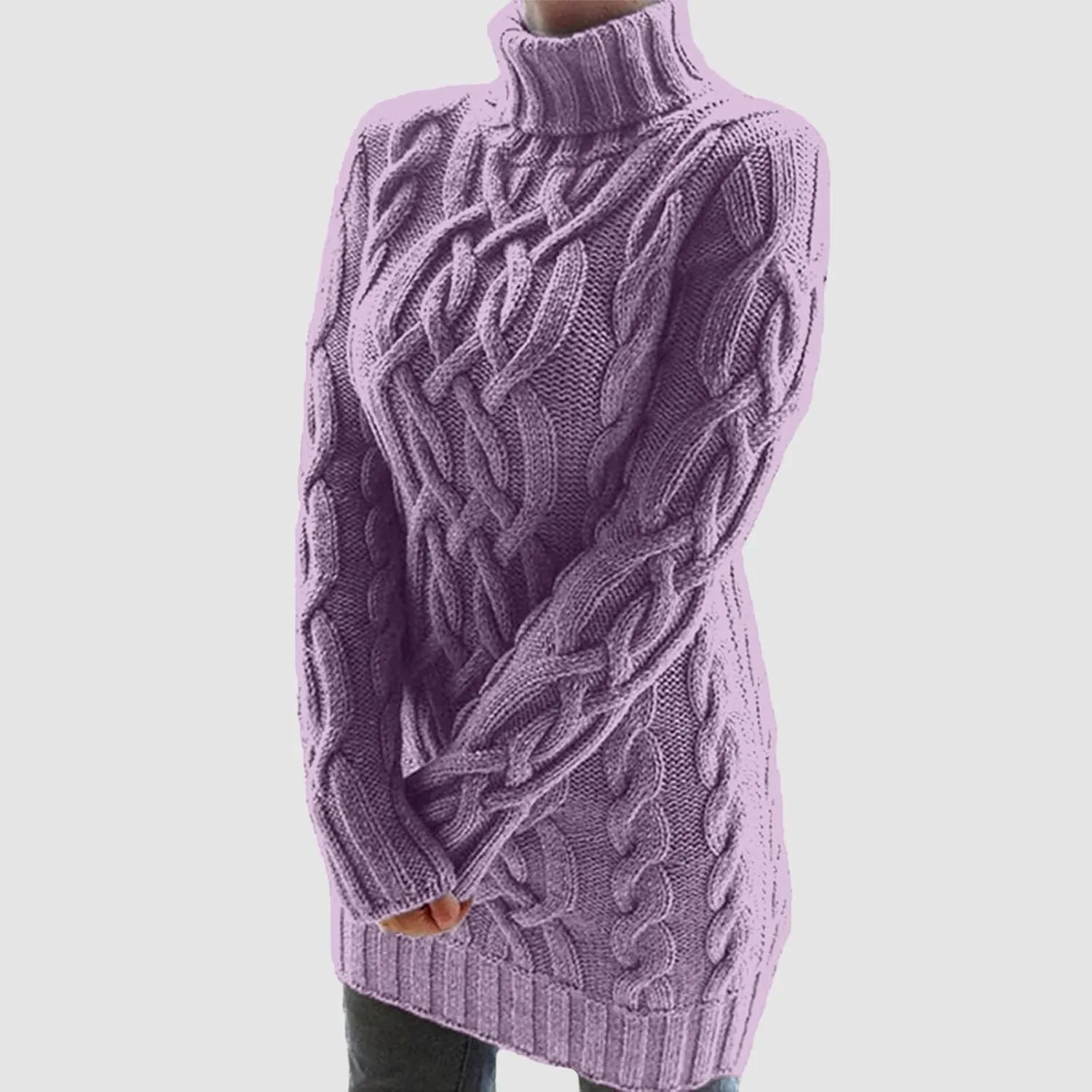 Sweater Dress for Women Oversized Crewneck Long Sleeve Mini Dress Solid Chunky Knit Sweater 2024 Fall Winter Pullover