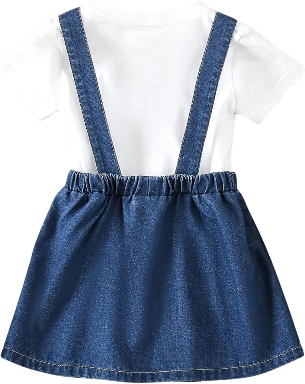 SweatyRocks Girl's Denim Skirt Pleated Hem A Line Soft Stretchy Jean Overall Dress with Pocket