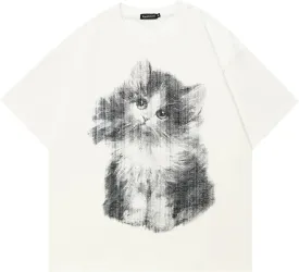 T-Shirt Streetwear Aesthetic Graphic Eyes Relaxed Tee Shirt Men Unisex