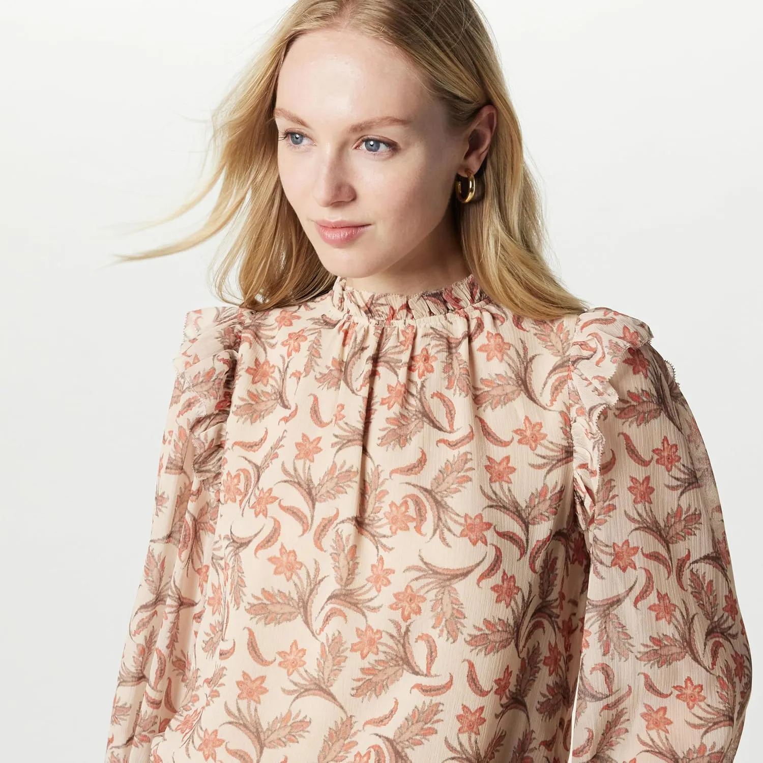 The Drop Women's Feme Romantic Ruffle Shoulder Blouse