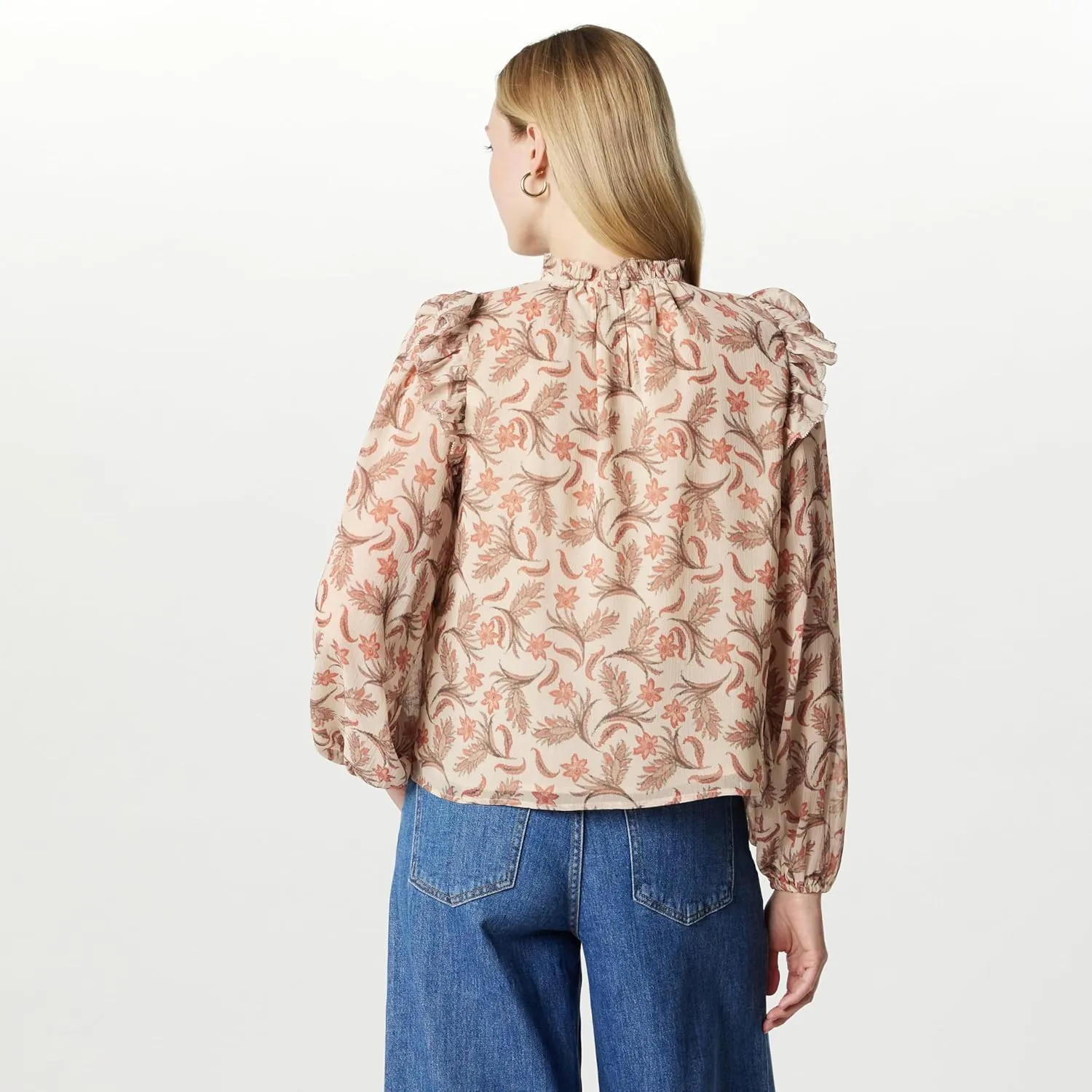 The Drop Women's Feme Romantic Ruffle Shoulder Blouse