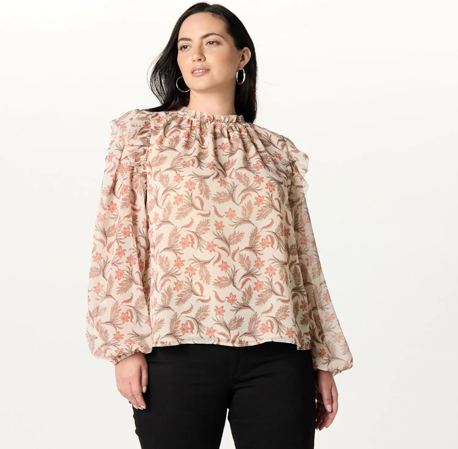 The Drop Women's Feme Romantic Ruffle Shoulder Blouse